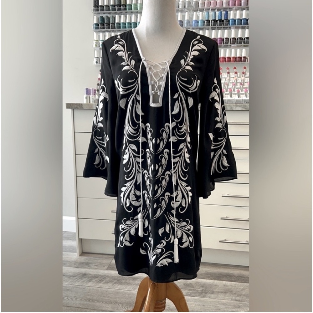 Bebe Embroidered Swim Cover Up Dress